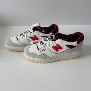 New Balance 550 Court Sneaker Sea Salt Grey True Red Unisex Size 8M 9.5W New